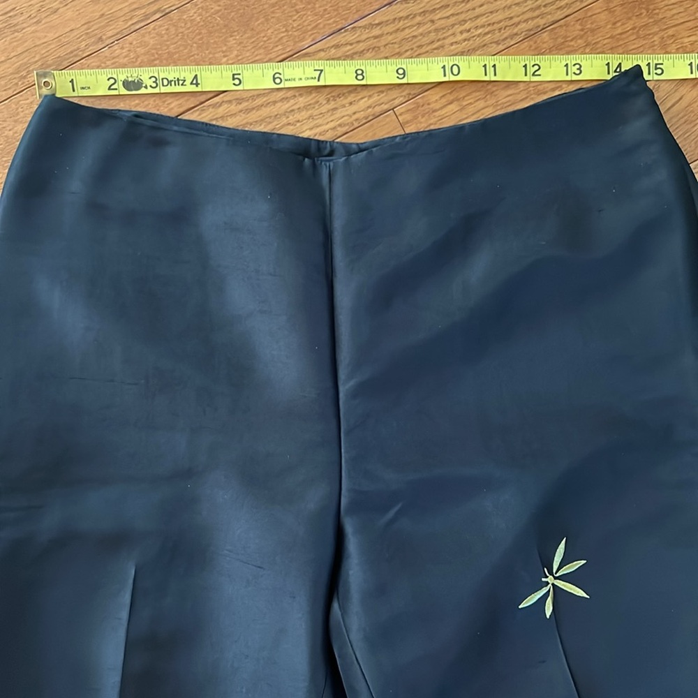 NWT Vintage Ann Taylor 100% Silk Floral Embroidered Black Pants - Picture 5 of 16